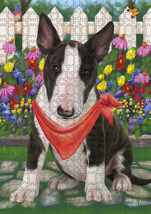 Spring Floral Bull Terrier Dog Puzzle with Photo Tin PUZL53163