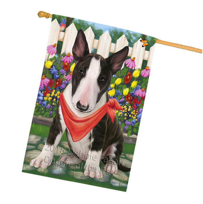 Spring Floral Bull Terrier Dog House Flag FLG49784