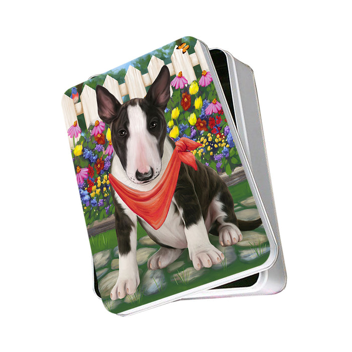 Spring Floral Bull Terrier Dog Photo Storage Tin PITN49819