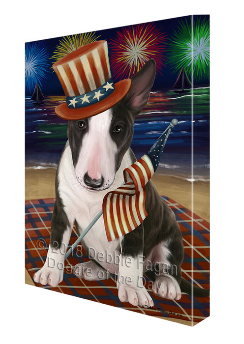 4th of July Independence Day Firework Bull Terrier Dog Canvas Wall Art CVS55272