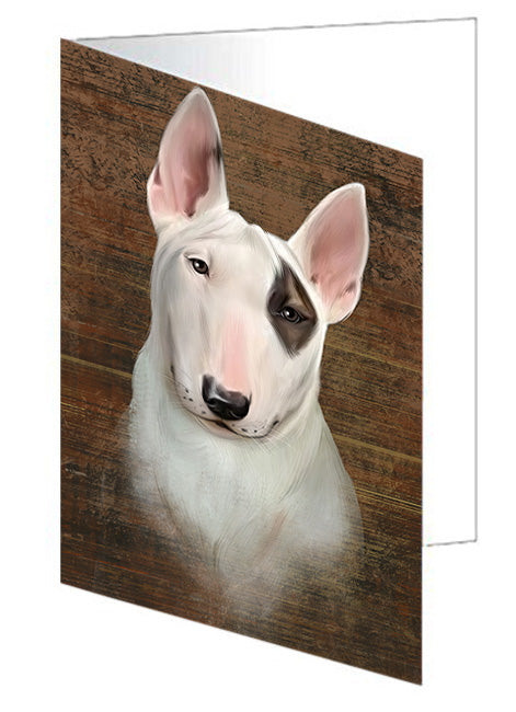 Rustic Bull Terrier Dog Handmade Artwork Assorted Pets Greeting Cards and Note Cards with Envelopes for All Occasions and Holiday Seasons GCD55133