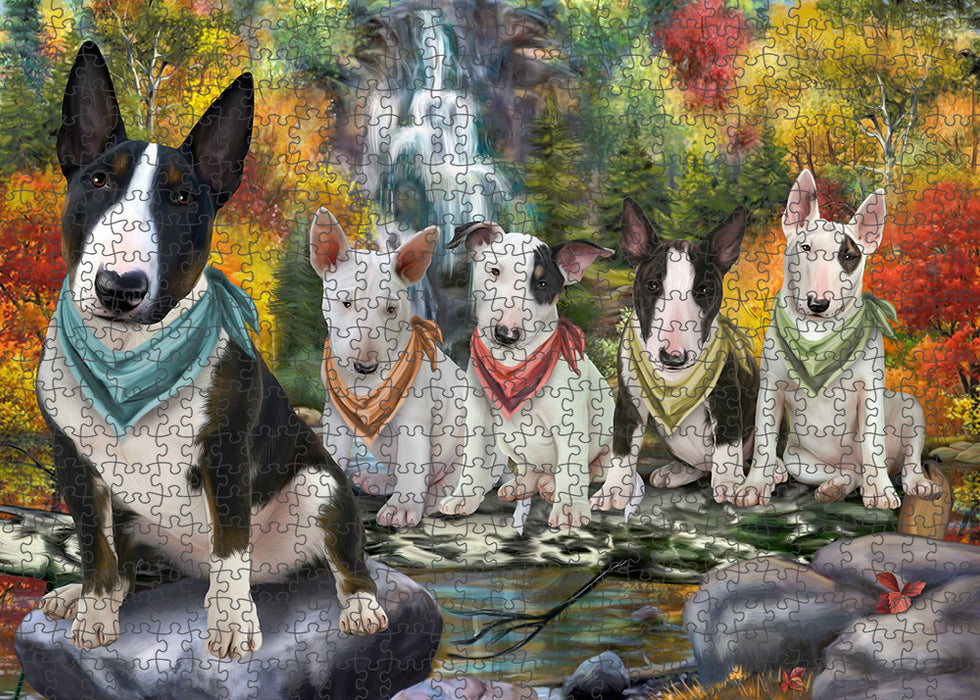 Scenic Waterfall Bull Terriers Dog Puzzle with Photo Tin PUZL59613