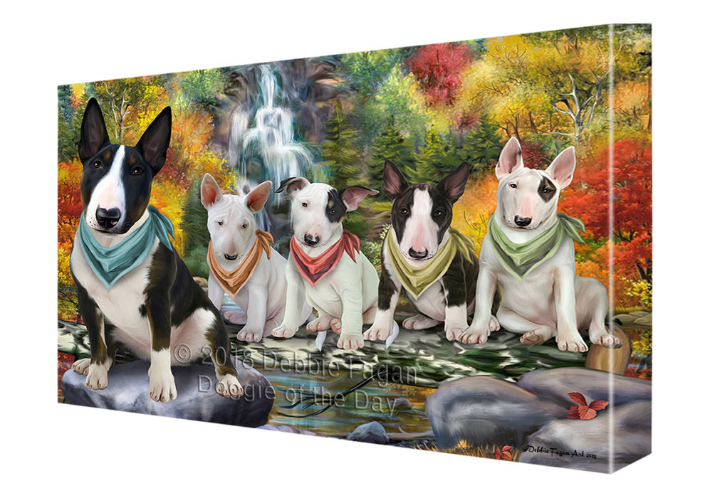 Scenic Waterfall Bull Terriers Dog Canvas Print Wall Art Décor CVS83843