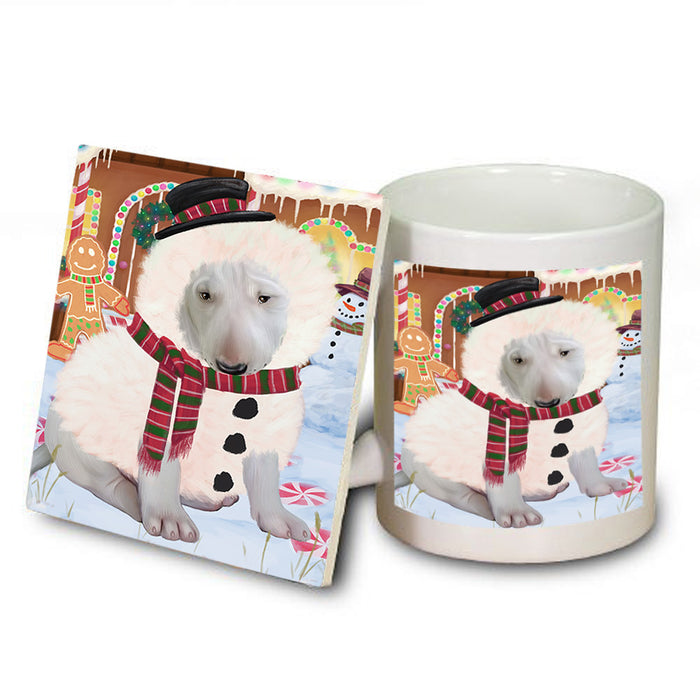 Christmas Gingerbread House Candyfest Bull Terrier Dog Mug and Coaster Set MUC56209
