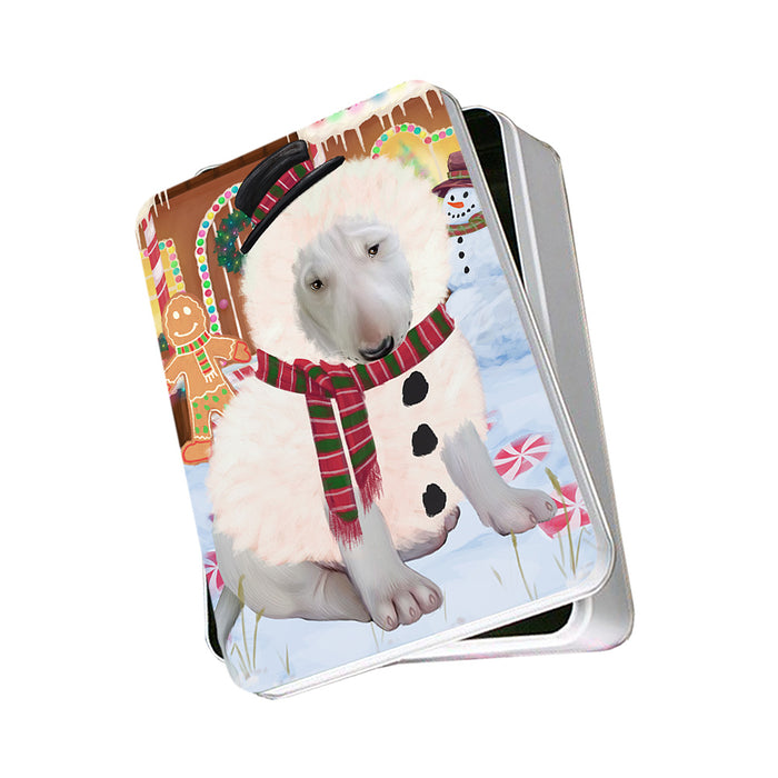 Christmas Gingerbread House Candyfest Bull Terrier Dog Photo Storage Tin PITN56136