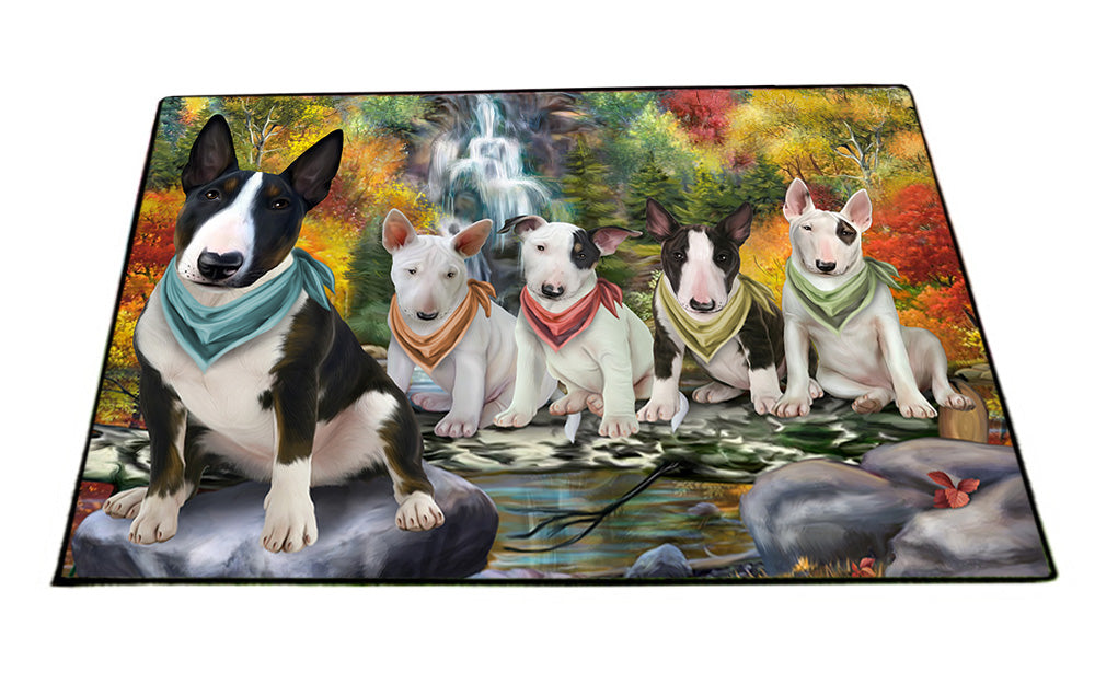 Scenic Waterfall Bull Terriers Dog Floormat FLMS51342