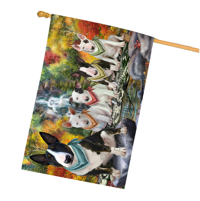 Scenic Waterfall Bull Terriers Dog House Flag FLG51975