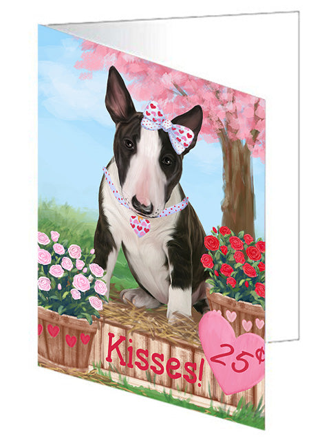 Rosie 25 Cent Kisses Bull Terrier Dog Handmade Artwork Assorted Pets Greeting Cards and Note Cards with Envelopes for All Occasions and Holiday Seasons GCD73769