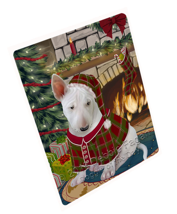The Stocking was Hung Bull Terrier Dog Magnet MAG70881 (Small 5.5" x 4.25")