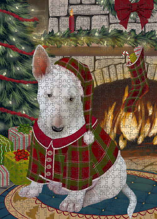 The Stocking was Hung Bull Terrier Dog Puzzle with Photo Tin PUZL89196