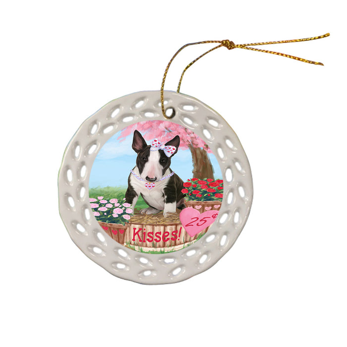 Rosie 25 Cent Kisses Bull Terrier Dog Ceramic Doily Ornament DPOR56774