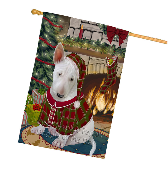 The Stocking was Hung Bull Terrier Dog House Flag FLG55677
