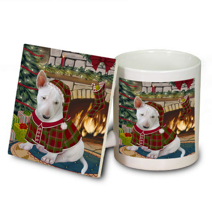 The Stocking was Hung Bull Terrier Dog Mug and Coaster Set MUC55240
