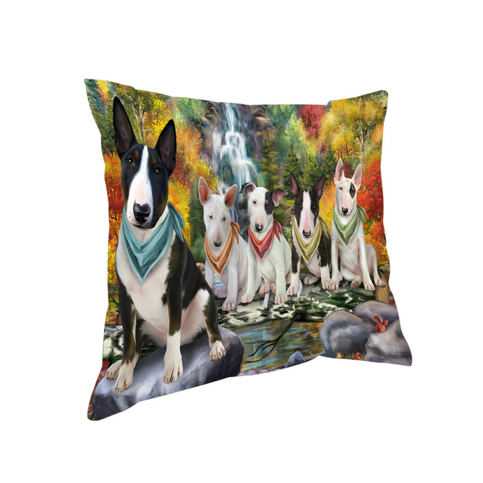 Scenic Waterfall Bull Terriers Dog Pillow PIL63732