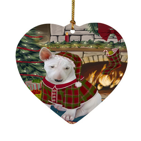 The Stocking was Hung Bull Terrier Dog Heart Christmas Ornament HPOR55604