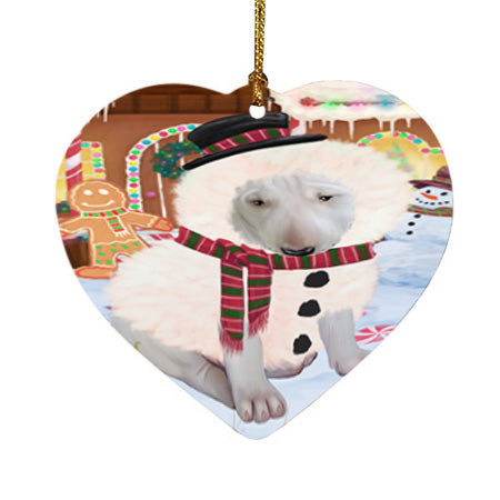 Christmas Gingerbread House Candyfest Bull Terrier Dog Heart Christmas Ornament HPOR56573