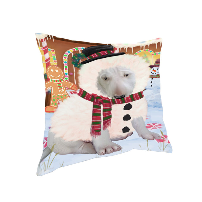 Christmas Gingerbread House Candyfest Bull Terrier Dog Pillow PIL79160
