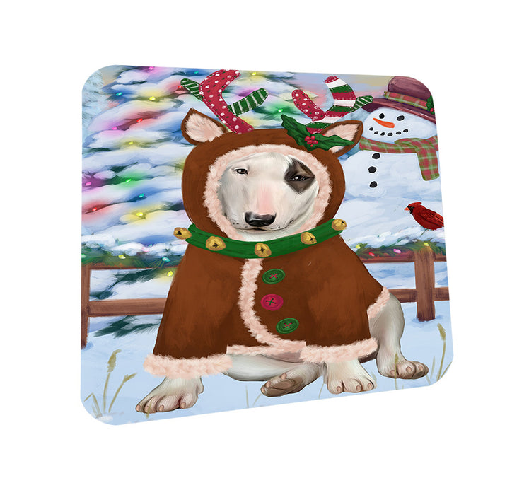 Christmas Gingerbread House Candyfest Bull Terrier Dog Coasters Set of 4 CST56176