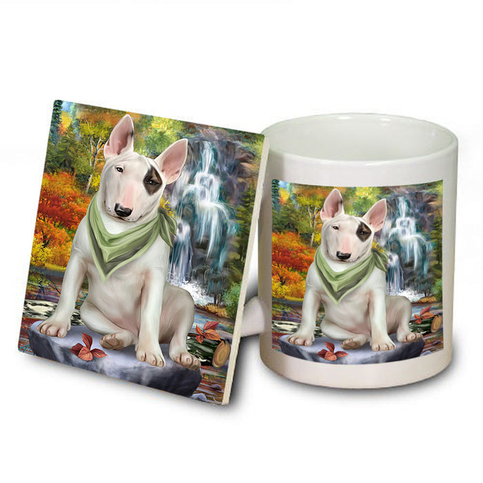 Scenic Waterfall Bull Terrier Dog Mug and Coaster Set MUC51835