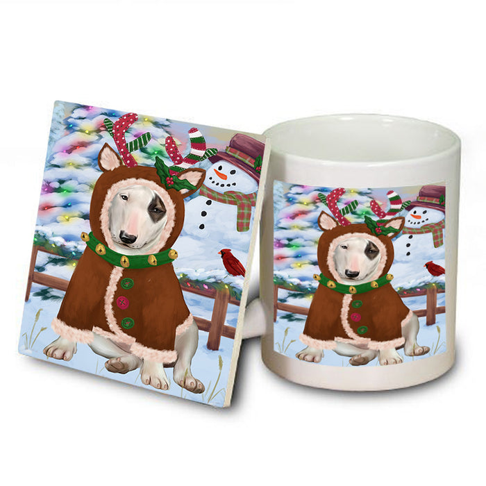 Christmas Gingerbread House Candyfest Bull Terrier Dog Mug and Coaster Set MUC56210