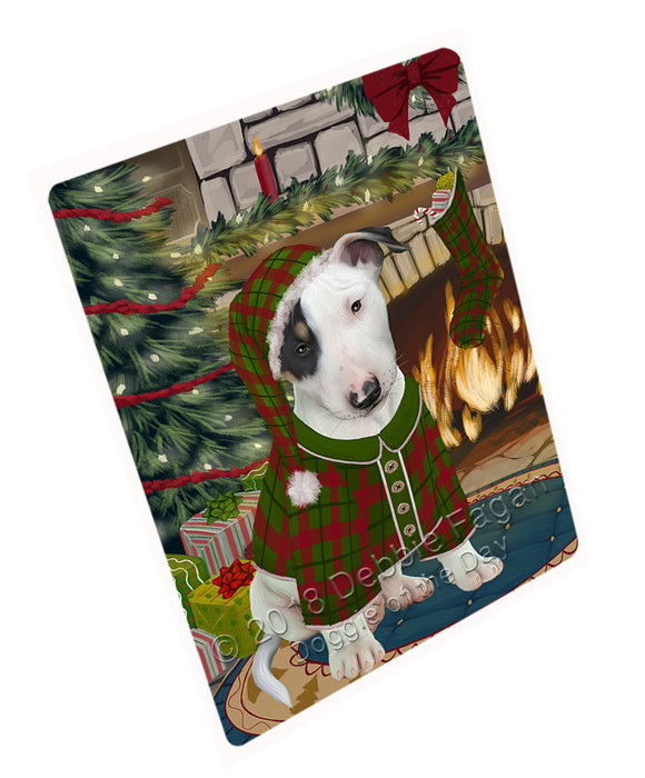 The Stocking was Hung Bull Terrier Dog Magnet MAG70884 (Small 5.5" x 4.25")