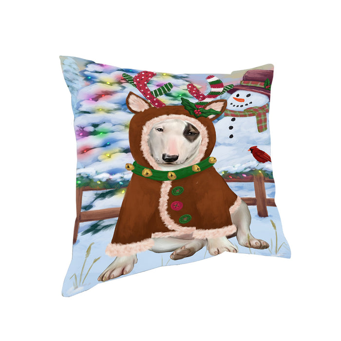 Christmas Gingerbread House Candyfest Bull Terrier Dog Pillow PIL79164