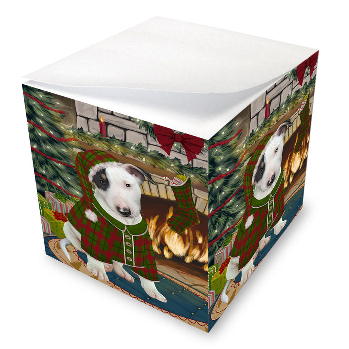 The Stocking was Hung Bull Terrier Dog Note Cube NOC53595