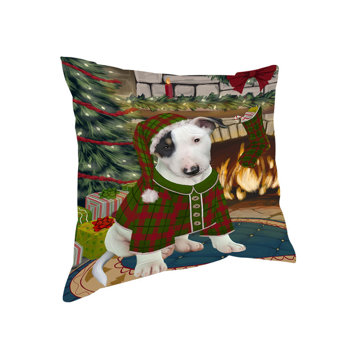 The Stocking was Hung Bull Terrier Dog Pillow PIL69924
