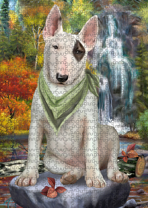 Scenic Waterfall Bull Terrier Dog Puzzle with Photo Tin PUZL59616