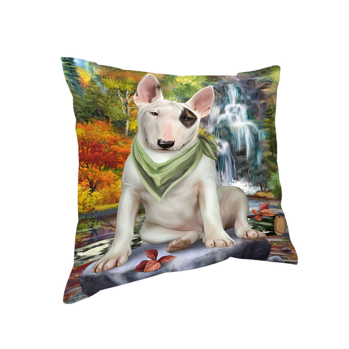 Scenic Waterfall Bull Terrier Dog Pillow PIL63736