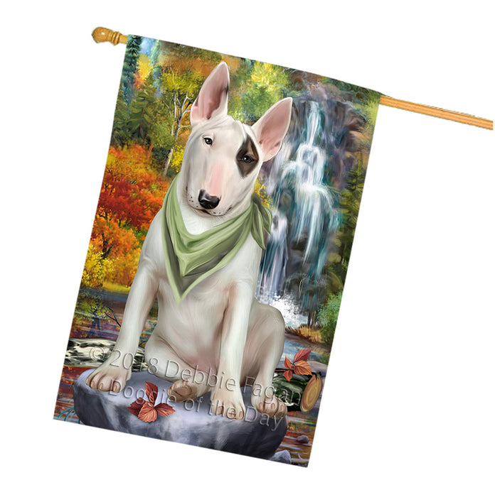 Scenic Waterfall Bull Terrier Dog House Flag FLG51976