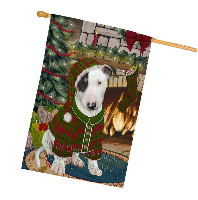 The Stocking was Hung Bull Terrier Dog House Flag FLG55678