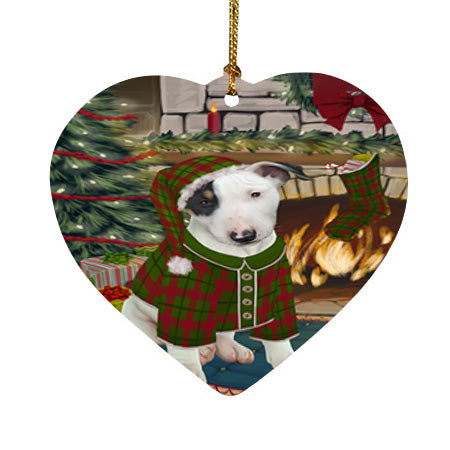 The Stocking was Hung Bull Terrier Dog Heart Christmas Ornament HPOR55605