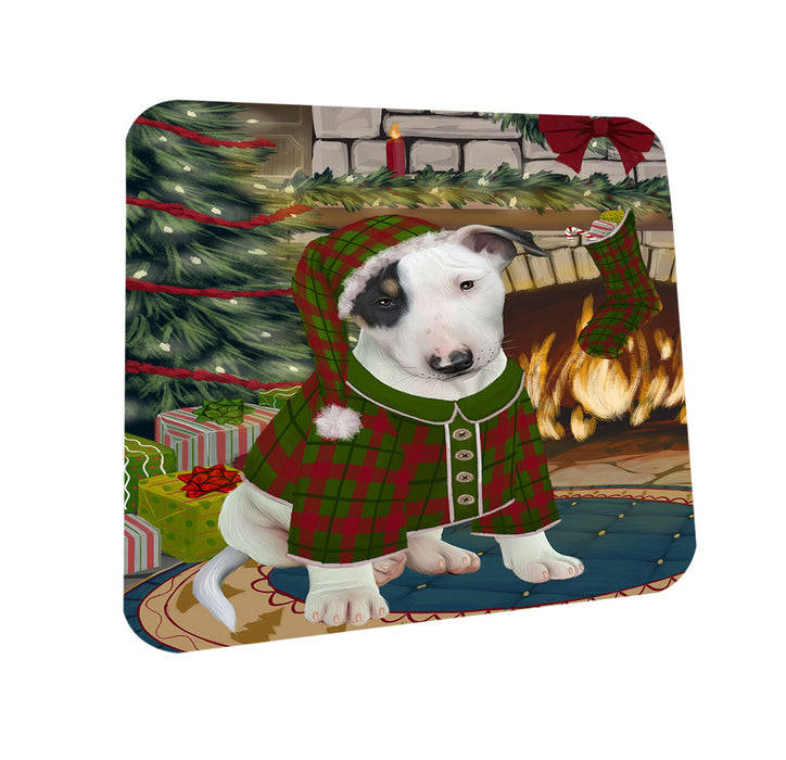 The Stocking was Hung Bull Terrier Dog Coasters Set of 4 CST55207