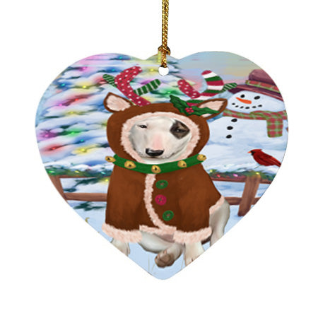 Christmas Gingerbread House Candyfest Bull Terrier Dog Heart Christmas Ornament HPOR56574