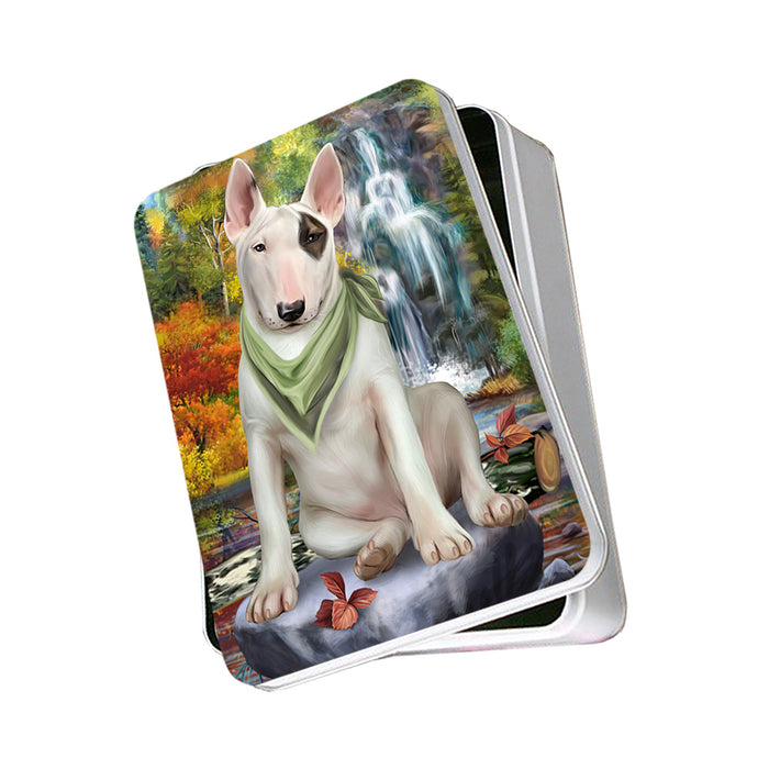 Scenic Waterfall Bull Terrier Dog Photo Storage Tin PITN51895