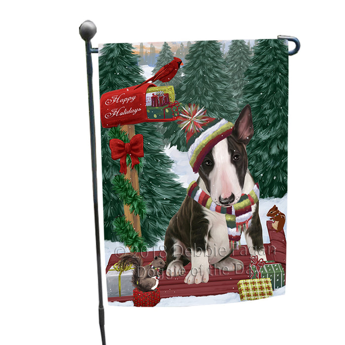 Merry Christmas Woodland Sled Bull Terrier Dog Garden Flag GFLG55166