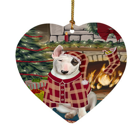 The Stocking was Hung Bull Terrier Dog Heart Christmas Ornament HPOR55606