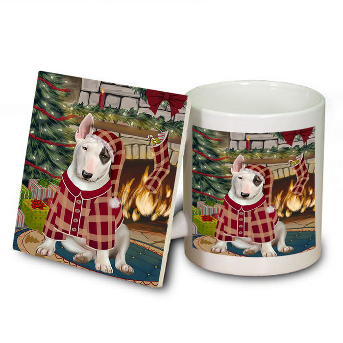 The Stocking was Hung Bull Terrier Dog Mug and Coaster Set MUC55242