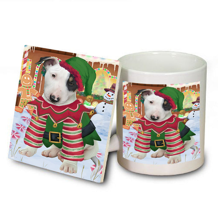 Christmas Gingerbread House Candyfest Bull Terrier Dog Mug and Coaster Set MUC56211
