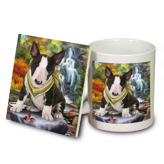 Scenic Waterfall Bull Terrier Dog Mug and Coaster Set MUC51836