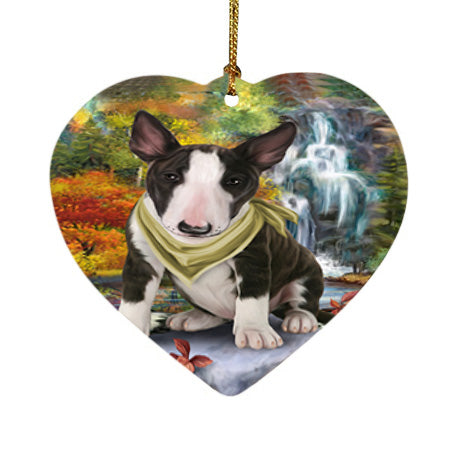 Scenic Waterfall Bull Terrier Dog Heart Christmas Ornament HPOR51844