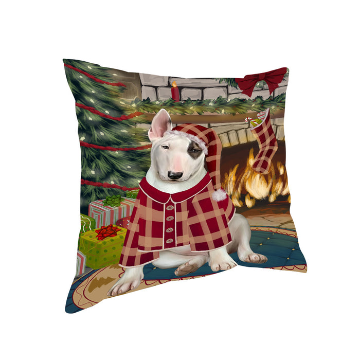 The Stocking was Hung Bull Terrier Dog Pillow PIL69928