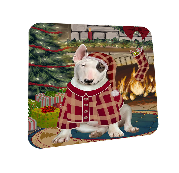 The Stocking was Hung Bull Terrier Dog Coasters Set of 4 CST55208
