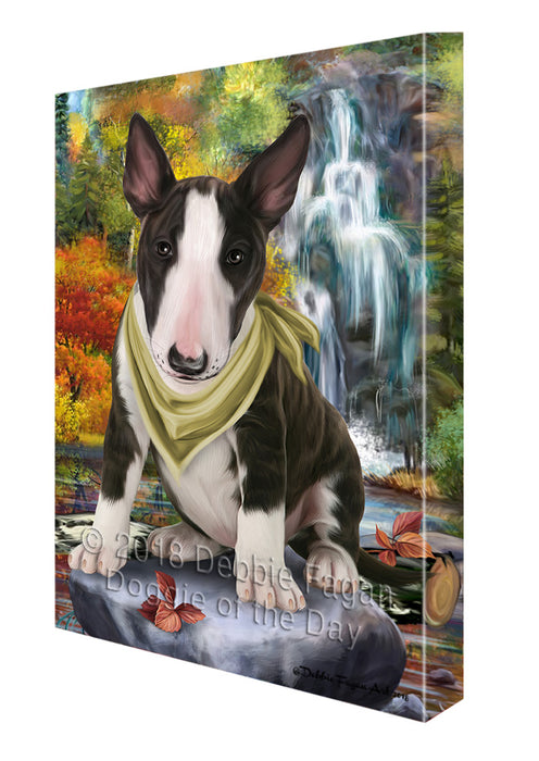 Scenic Waterfall Bull Terrier Dog Canvas Print Wall Art Décor CVS83861