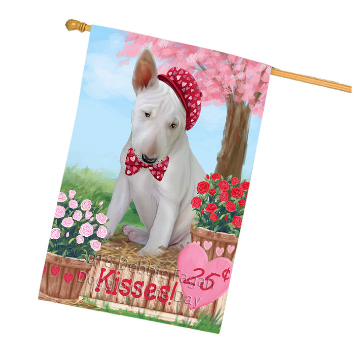 Rosie 25 Cent Kisses Bull Terrier Dog House Flag FLG57104
