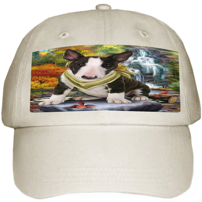 Scenic Waterfall Bull Terrier Dog Ball Hat Cap HAT59265