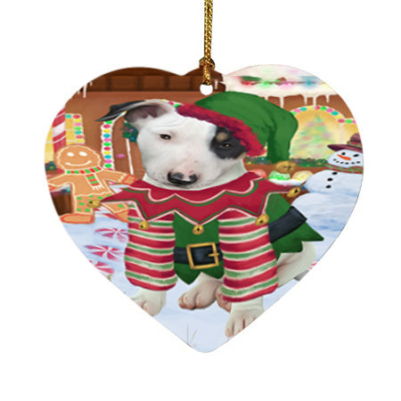 Christmas Gingerbread House Candyfest Bull Terrier Dog Heart Christmas Ornament HPOR56575