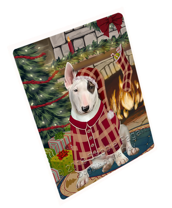 The Stocking was Hung Bull Terrier Dog Magnet MAG70887 (Small 5.5" x 4.25")
