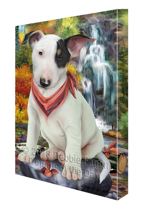 Scenic Waterfall Bull Terrier Dog Canvas Print Wall Art Décor CVS83870